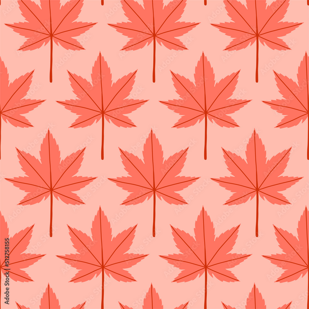 Fototapeta premium Autumn leaf seamless pattern vector simple leaves
