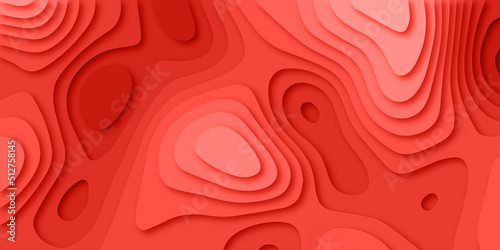 Papercut multi layers 3D orange color texture vector background. Abstract modern geometric shape multi layer 3d papercut luxury background with multi color elements, topography map.