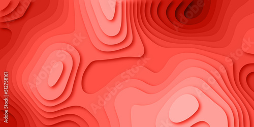 Papercut multi layers 3D orange color texture vector background. Abstract modern geometric shape multi layer 3d papercut luxury background with multi color elements, topography map.