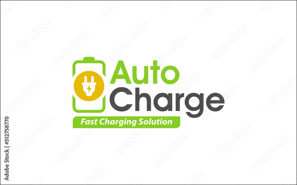 Illustration of innovation for auto fast charging solution logo design template Illustration of innovation for auto fast charging solution logo design template