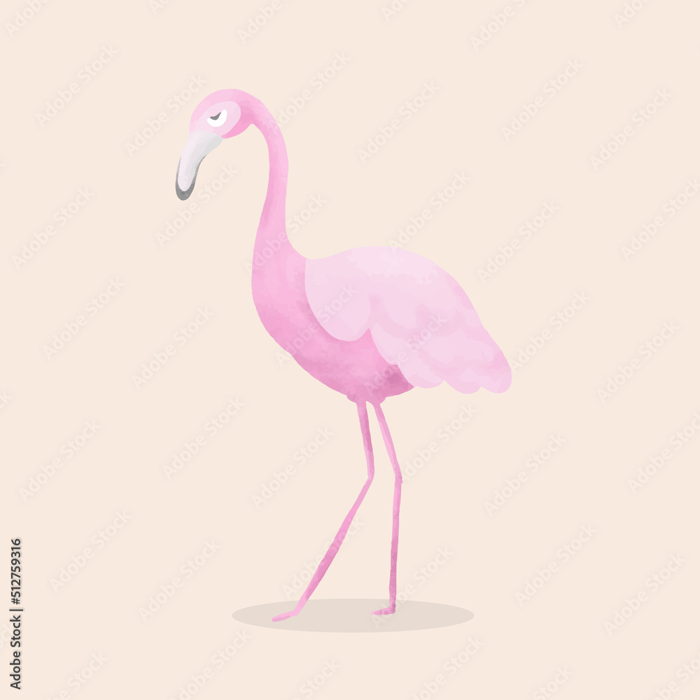 Fototapeta premium flamingo design with beautiful artistic brush painting vector illustration