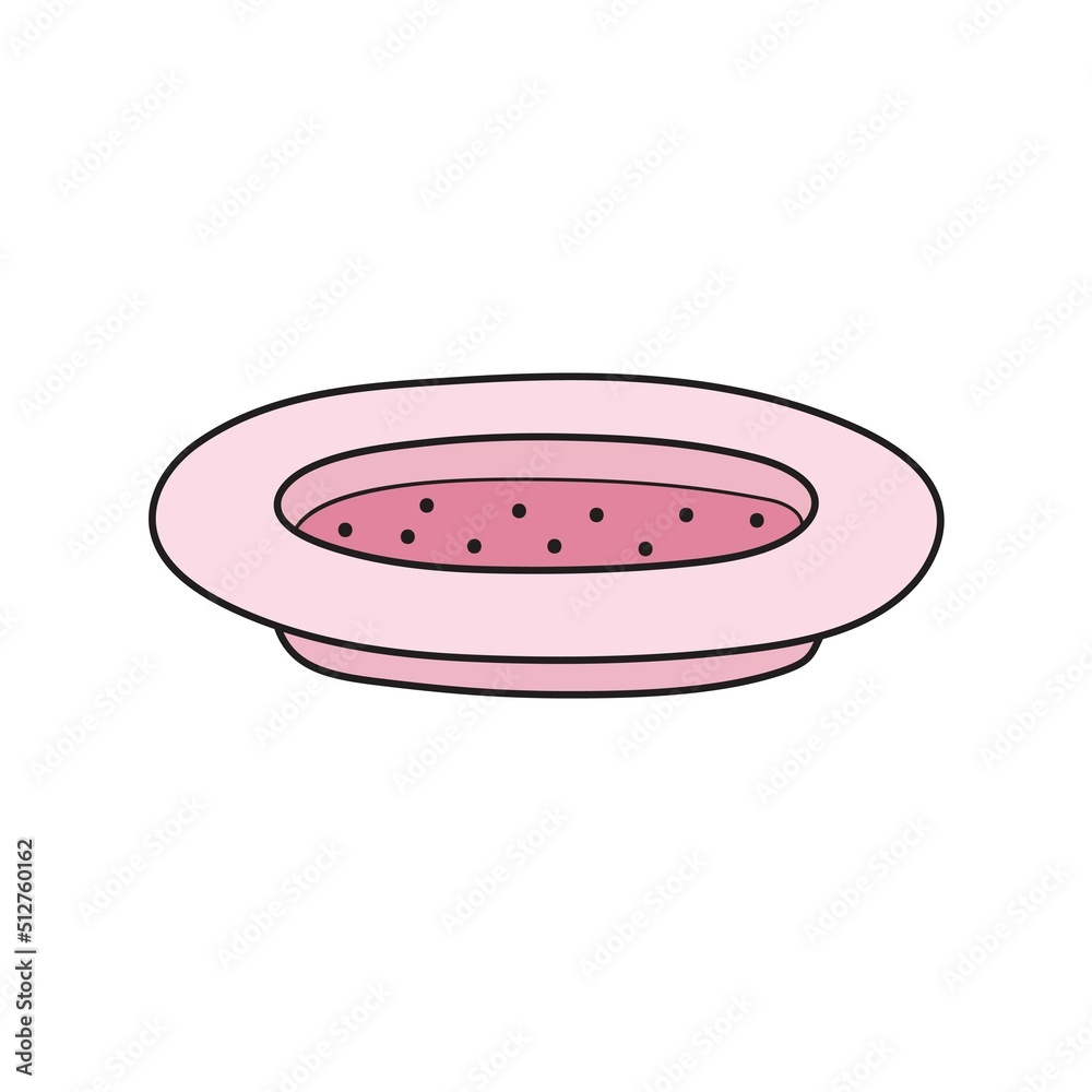Pink plate isolated element in cartoon style. Empty dish on white background. Vector illustration Pink plate isolated element in cartoon style. Empty dish on white background. Vector illustration