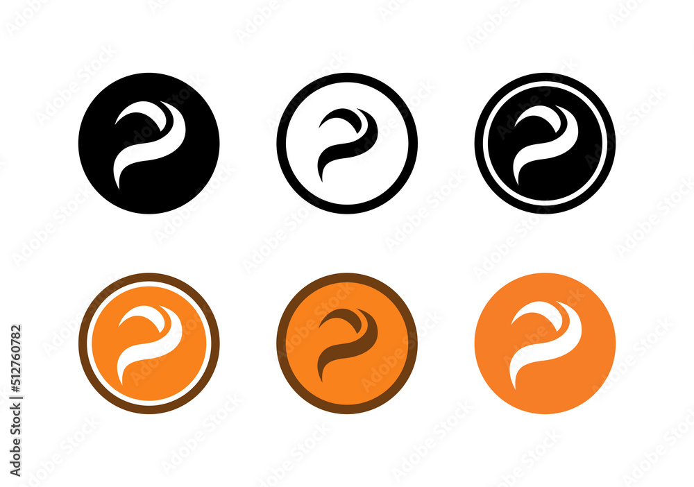 Initial letter P logo design vector, alphabet P icon set, flat vector illustration