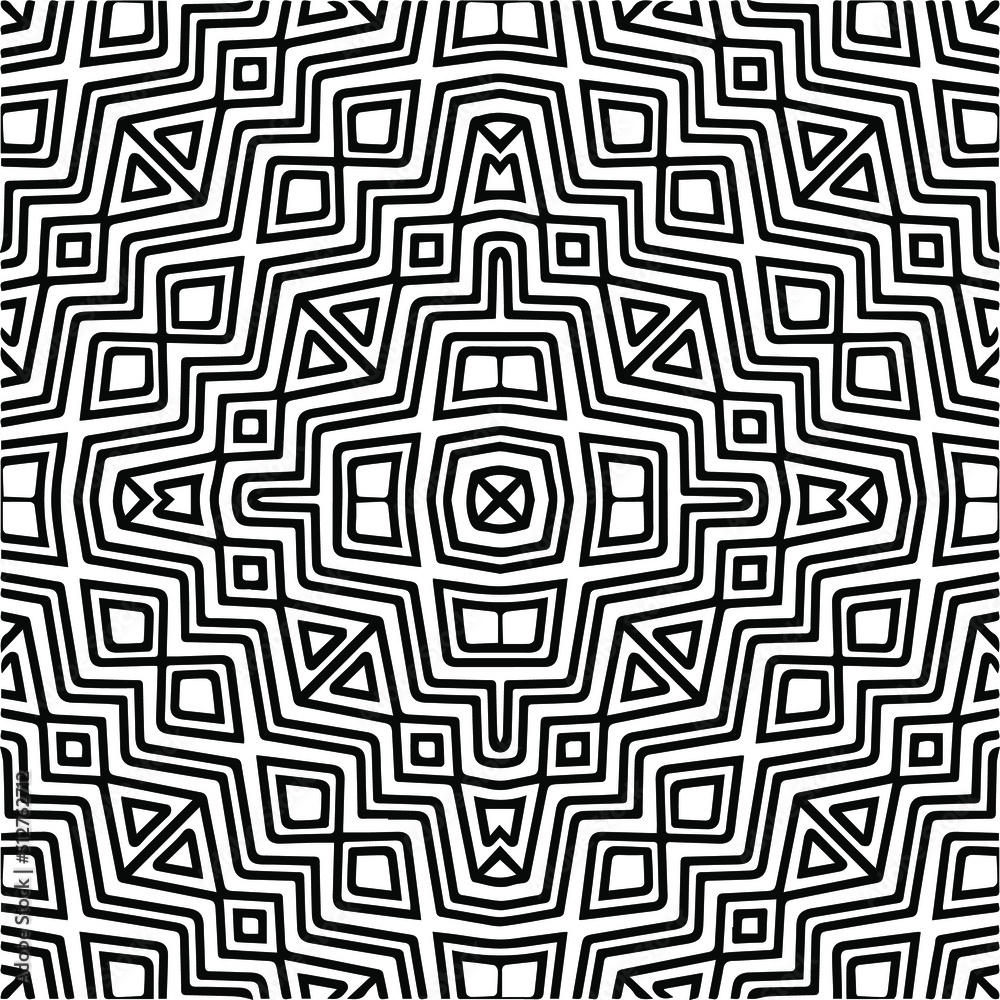 Abstract geometric seamless pattern. Black and white vector background. black mandala. Abstract geometric seamless pattern. Black and white vector background. black mandala.