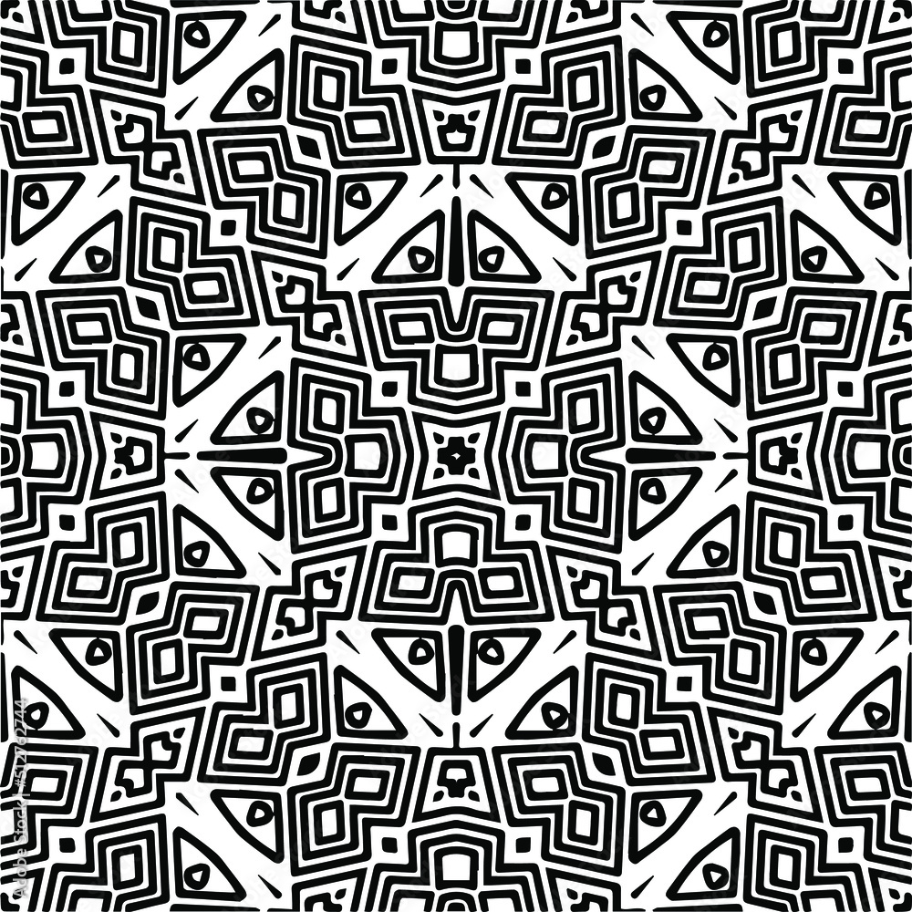 Abstract geometric seamless pattern. Black and white vector background. black mandala. Abstract geometric seamless pattern. Black and white vector background. black mandala.