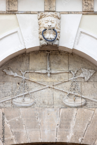 Rielief on facade of Town Hall, Zamosc, Poland