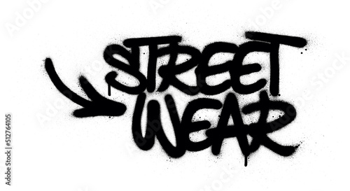 graffiti street wear text sprayed in black over white