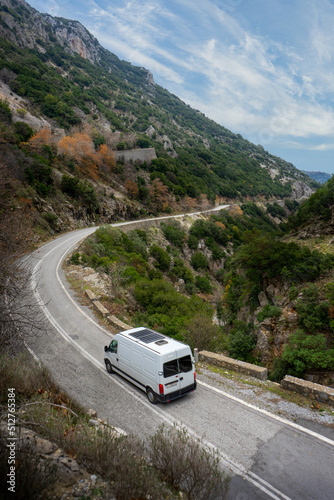 camper van on the road