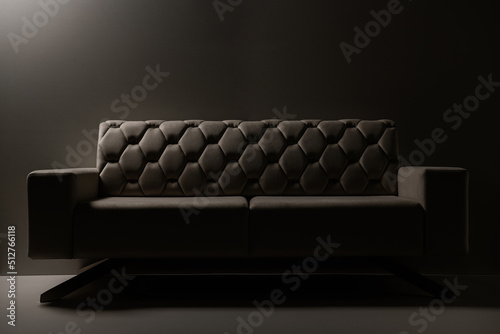 large premium brown sofa made of eco-leather. luxury furniture