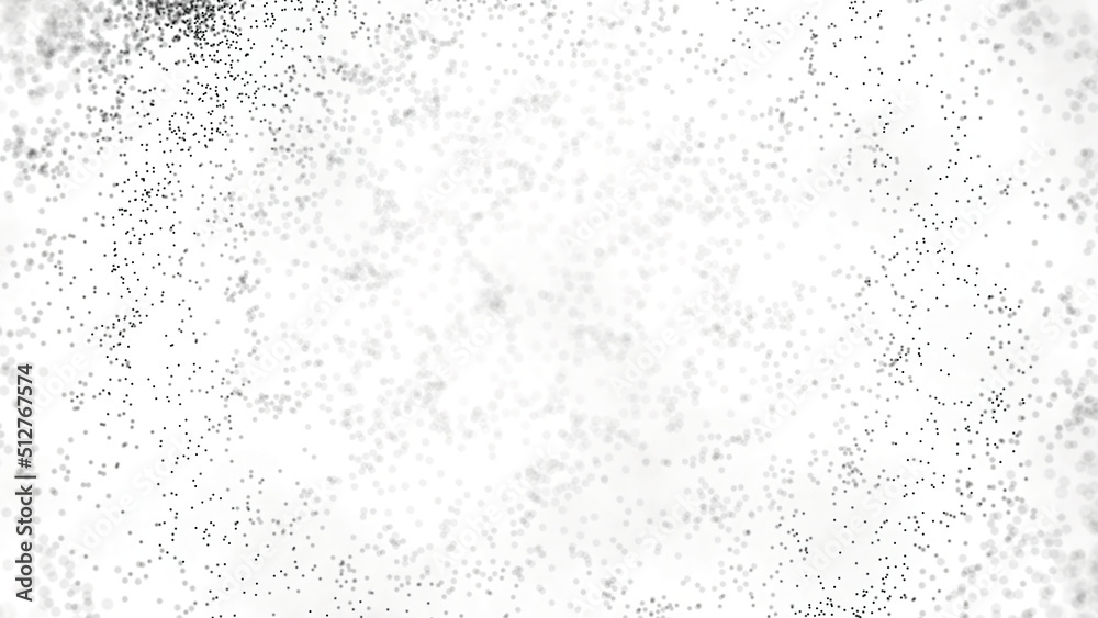Abstract black randomly moving dots on white background. Animation