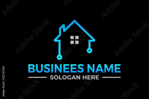 home tech data logo digital, technology. internet, system, Artificial Intelligence, and computer logo.