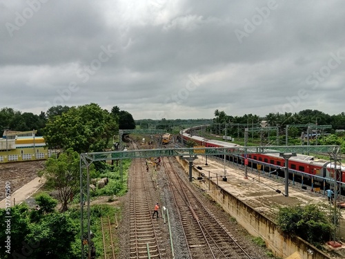 Aerial view of Indian railway track