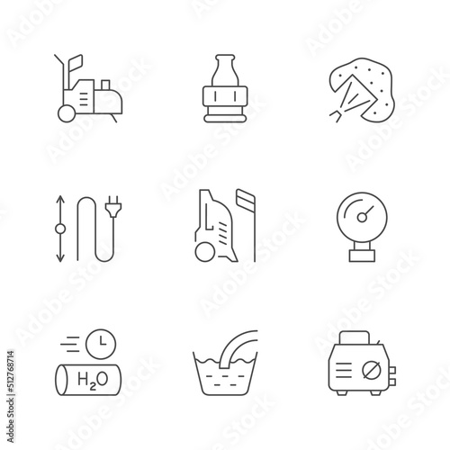 Set line icons of high pressure washer