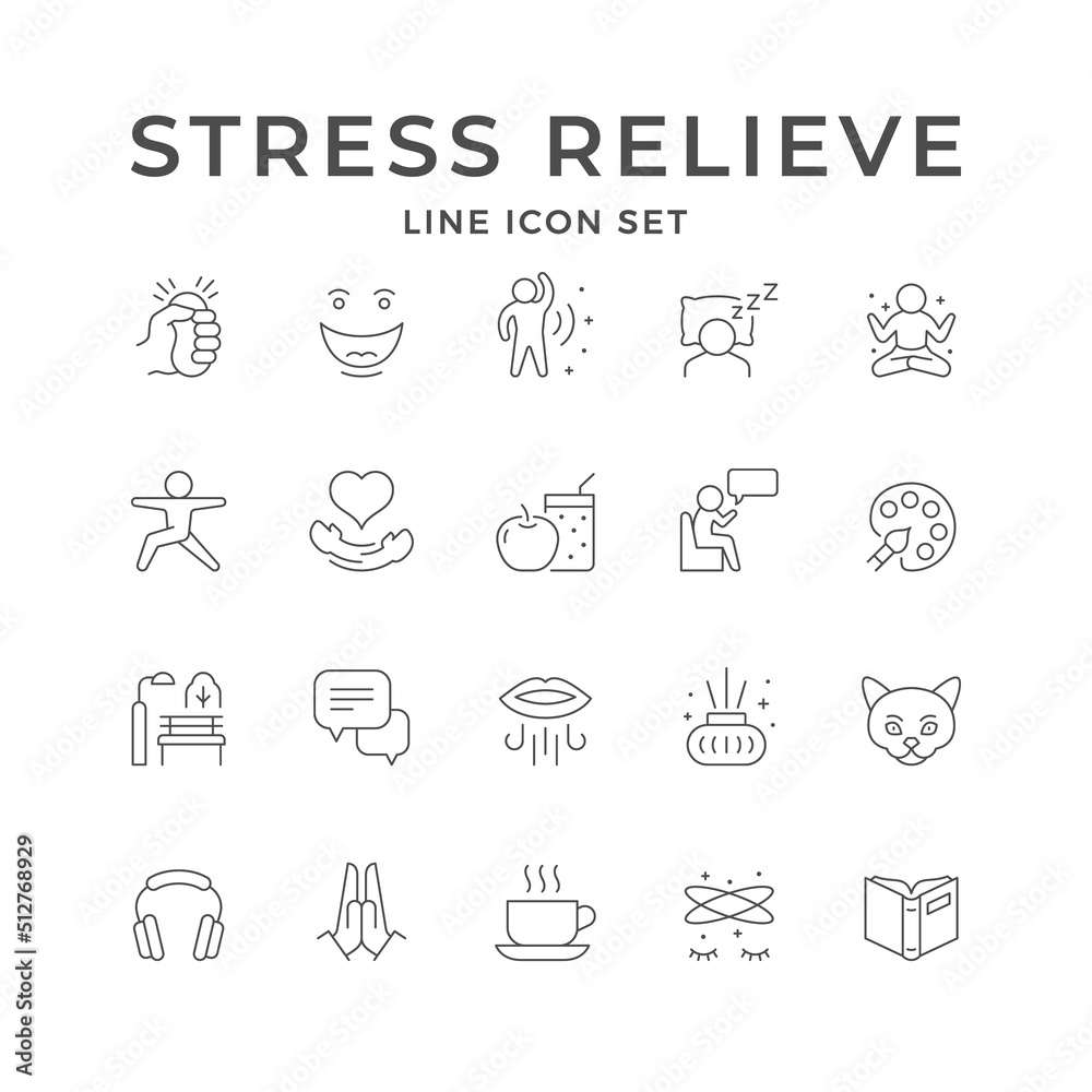 Set line icons of stress relieve Set line icons of stress relieve