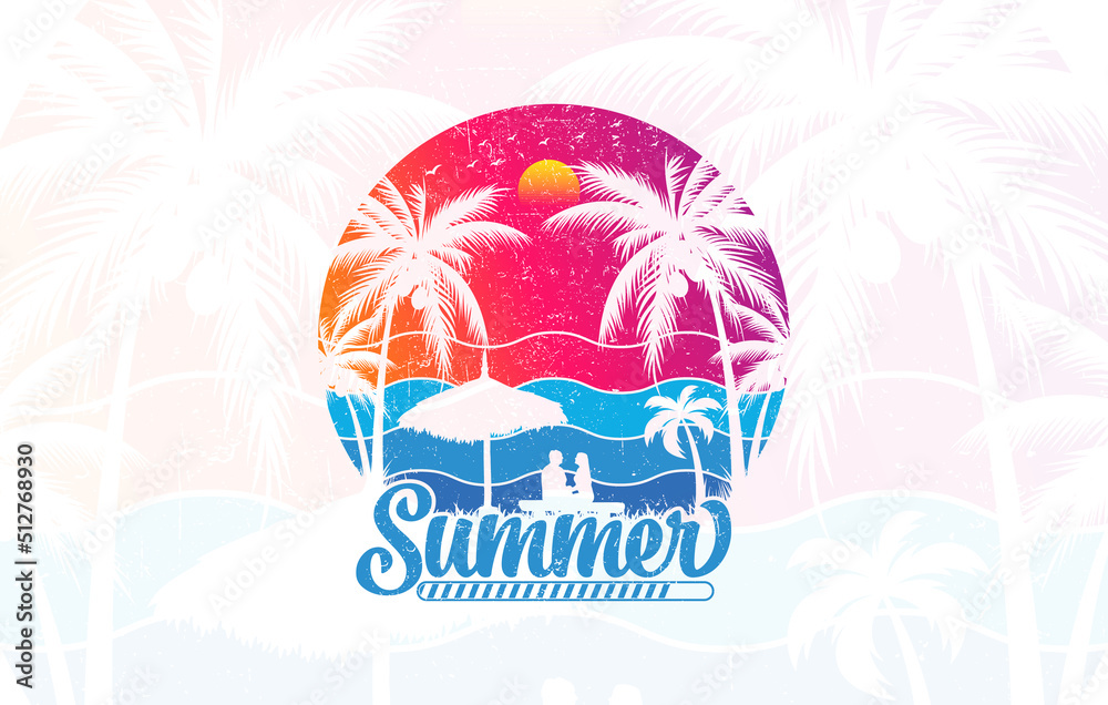 Naklejka premium Summer vacation loading graphic vector t shirt design