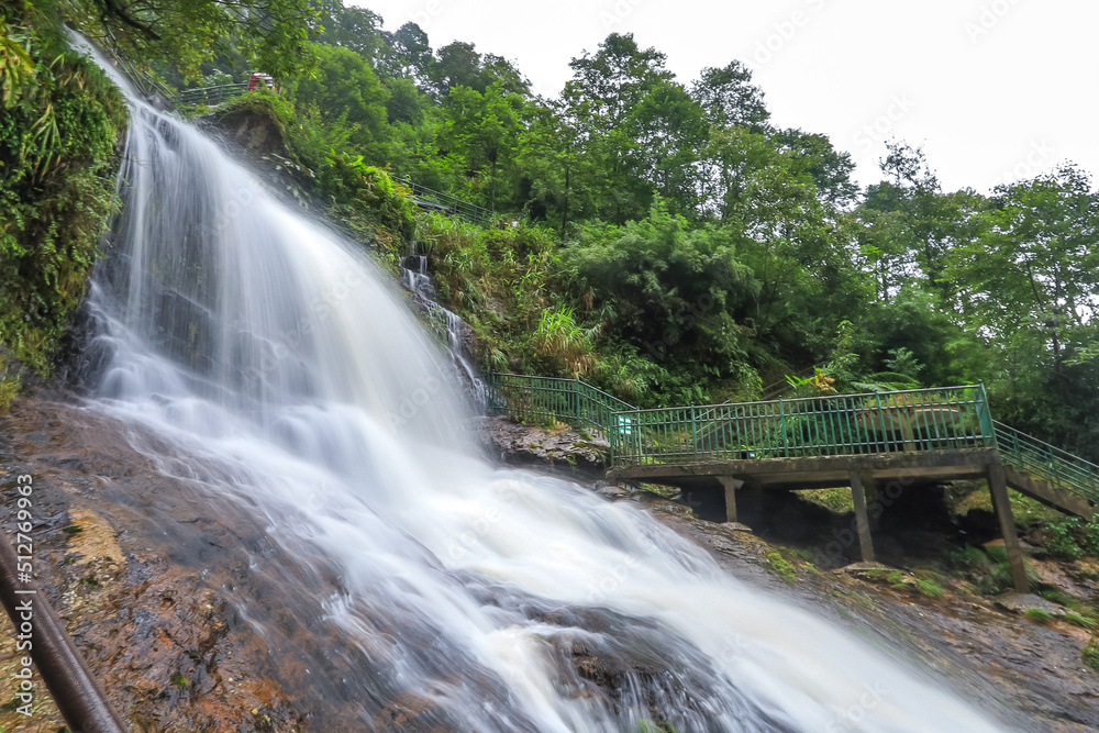 Beautiful scenery and fresh cool atmosphere at Silver Waterfall (Thac Bac waterfall) in Sapa,Lao Cai province,North Vietnam.