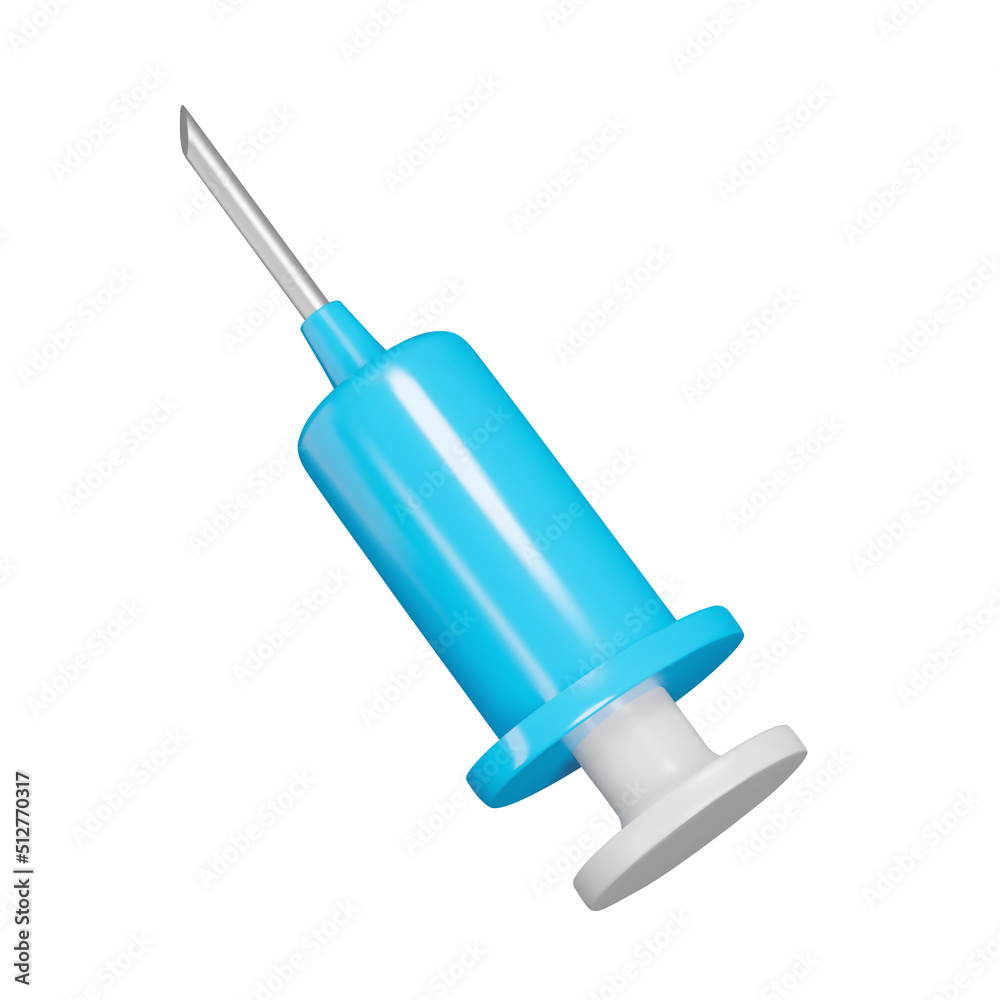 Syringe 3d icon. Blue medical syringe with needle. Isolated object on a  transparent background Stock Vector | Adobe Stock