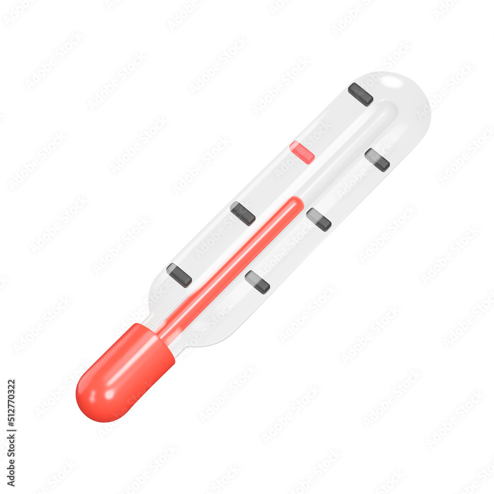 Medical thermometer 3d icon. Body temperature measuring device. Isolated object on a transparent background Medical thermometer 3d icon. Body temperature measuring device. Isolated object on a transparent background