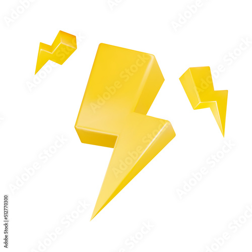 Lightning 3d icon. Isolated object on a transparent background