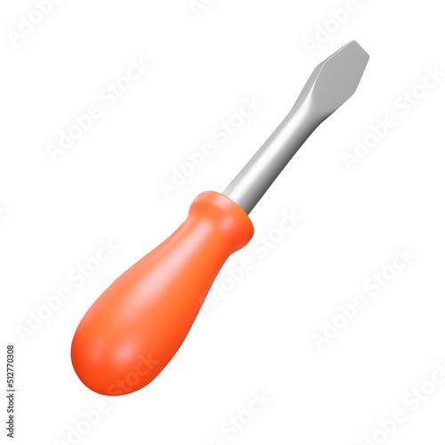 Screwdriver 3d icon. Hand tool for screwing and unscrewing. Isolated object on a transparent background