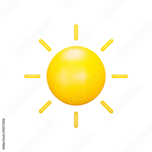 Sun 3d icon. . Weather. Isolated object on a transparent background