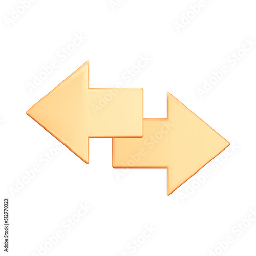 The arrows are in the opposite direction 3d icon. wo arrows with different directions right and left. Isolated object on a transparent background