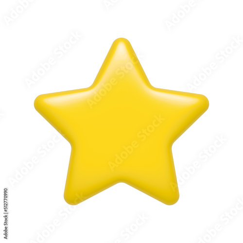 Star 3D shape. Star rating symbol. Customer feedback. Achievement sign. Illustration isolated on white.