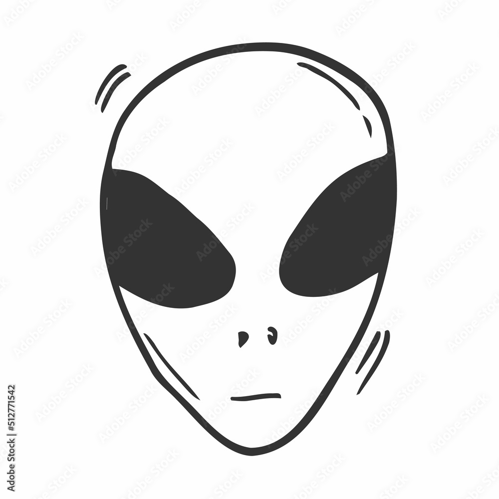 Doodle simple alien vector hand drawn icon, sticker, badge, illustration. Green alien cartoon. Doodle simple alien vector hand drawn icon, sticker, badge, illustration. Green alien cartoon.