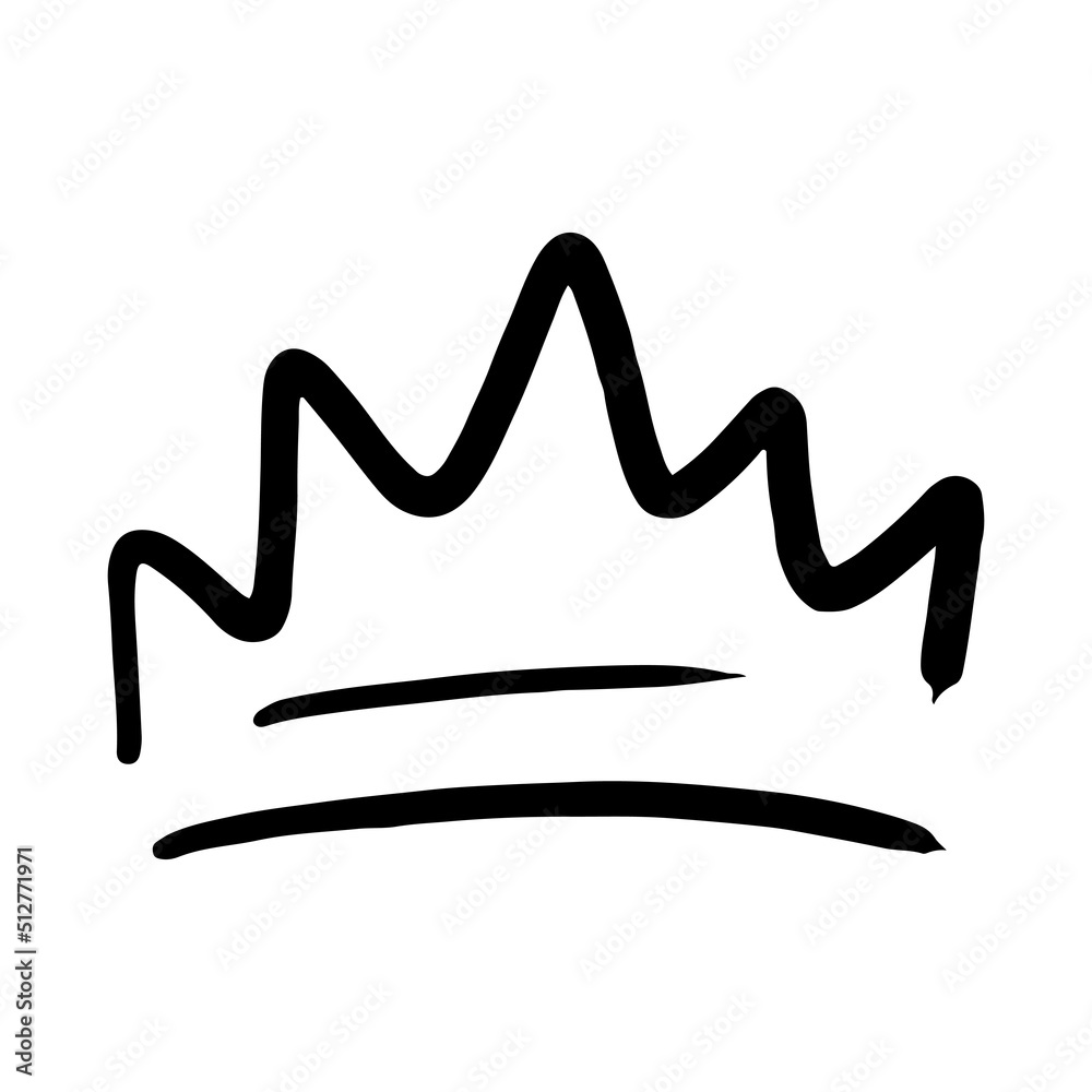 Hand drawn crown vector doodle symbol queen. Luxury sketch art royal icon king and majestic royalty tiara monarch sign. Monarch kingdom line illustration and isolated jewelry drawing black element Hand drawn crown vector doodle symbol queen. Luxury sketch art royal icon king and majestic royalty tiara monarch sign. Monarch kingdom line illustration and isolated jewelry drawing black element