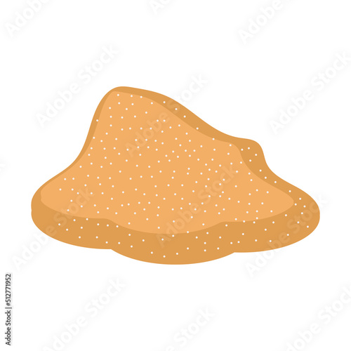 Heap of brown sugar vector illustration ingredient food. Sweet cube isolated white design. Pile grain and treat cooking granule natural icon. Organic stack granulated sweetener product and powder sand