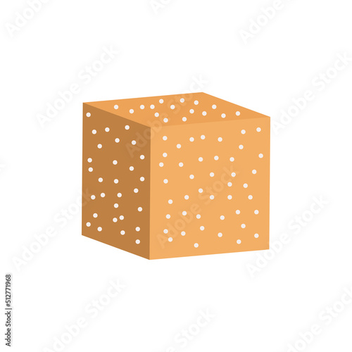 Brown sugar cube food vector icon illustration. Sweet square diet ingredient isolated white. Healthy shape piece crystal cane and nutrition element refined. Block sweetener granular or sucrose glucose