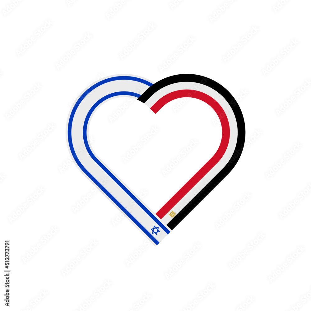 unity concept. heart ribbon icon of israel and egypt flags. vector illustration isolated on white background unity concept. heart ribbon icon of israel and egypt flags. vector illustration isolated on white background