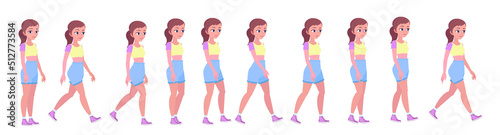Full animation loop of the walking girl. Character for motion design.