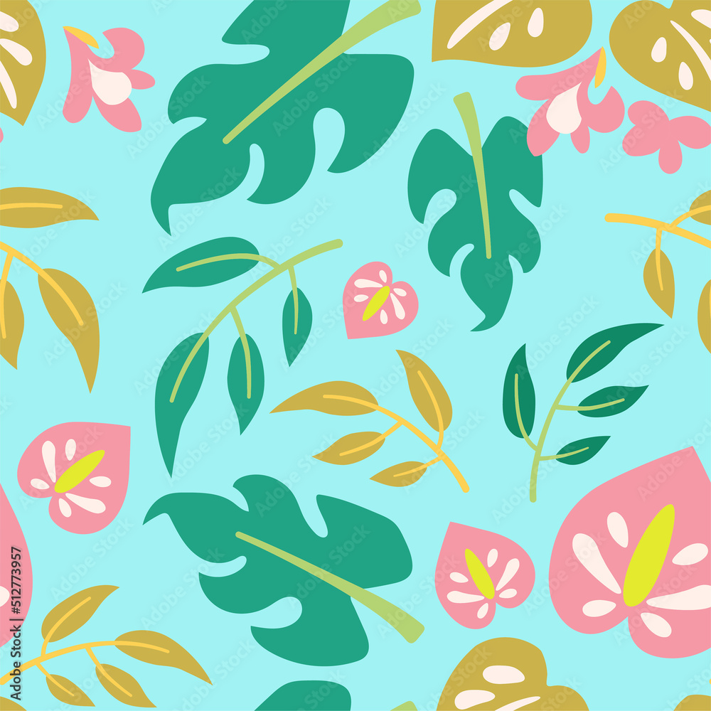 Colorful abstract floral pattern  Vector seamless texture.