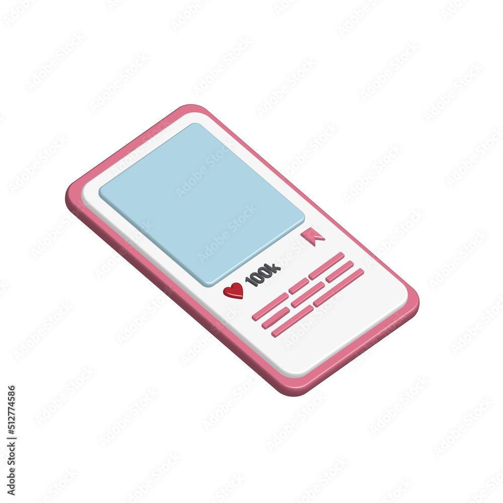 3D smartphone when you post your content on social media, phone icon vector illustration 3D smartphone when you post your content on social media, phone icon vector illustration