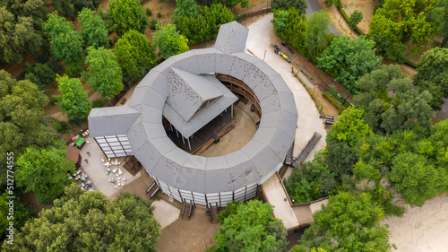 Fotografija Aerial view of the Globe Theater, a Shakespearean theater in Rome, Italy, faithful replica of the Globe Theater in London, the most famous theater of the Elizabethan period