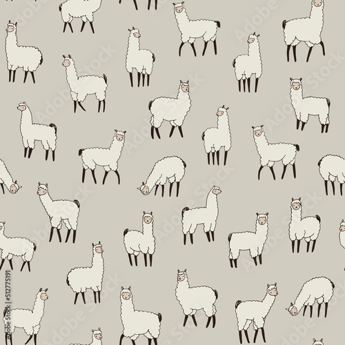 Llama alpaca seamless vector pattern