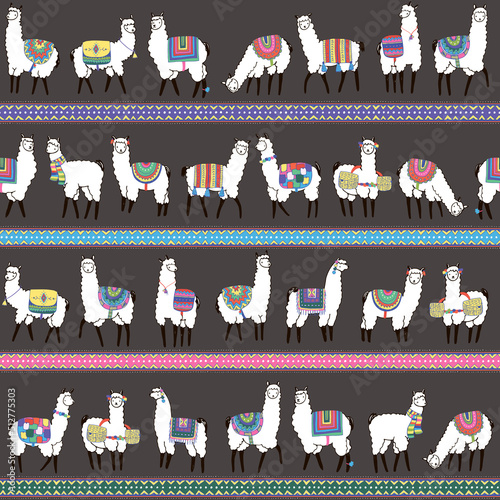 Llama alpaca seamless vector pattern