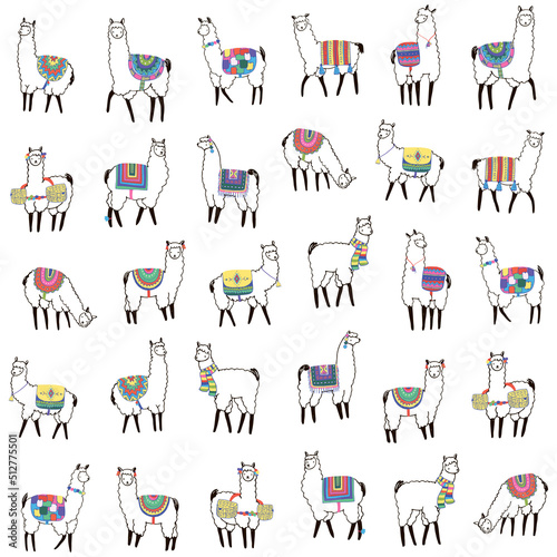Llama alpaca seamless vector pattern