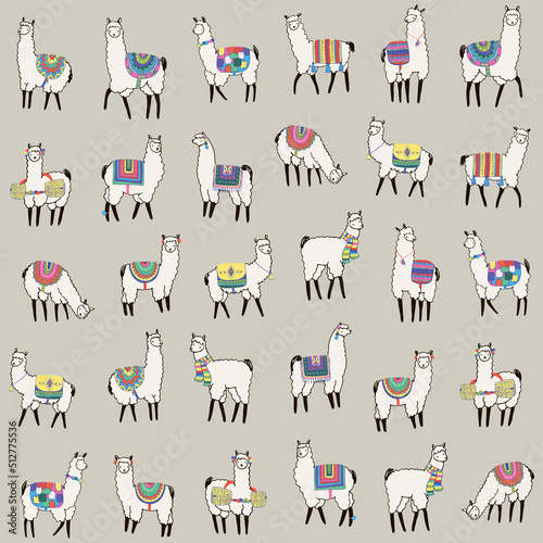 Llama alpaca seamless vector pattern