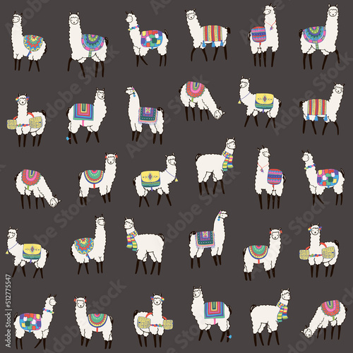 Llama alpaca seamless vector pattern