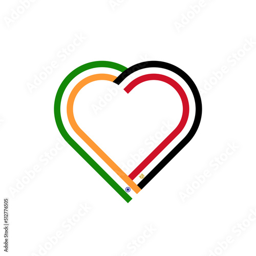 unity concept. heart ribbon icon of india and egypt flags. vector illustration isolated on white background