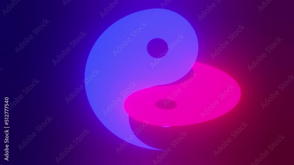 Female male yin yang neon light animation, equality concept, seamless looping 3D animation in 4K UHD Female male yin yang neon light animation, equality concept, seamless looping 3D animation in 4K UHD