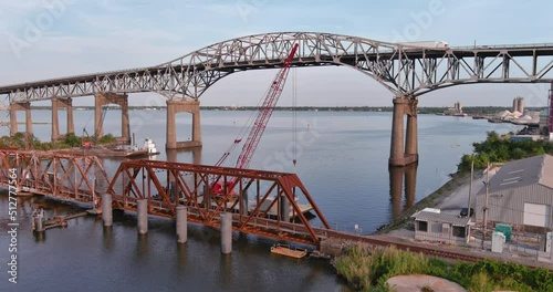 Crane shot of the Calcasieu River Bridge in Lake Charles, Louisiana photo