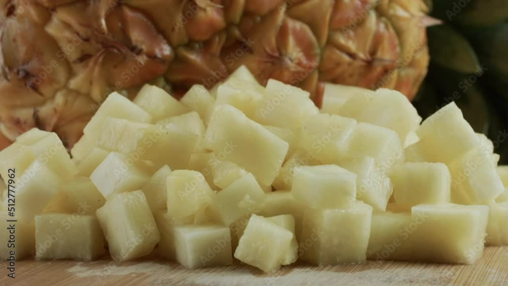 Pineapple cutting table with dark background
