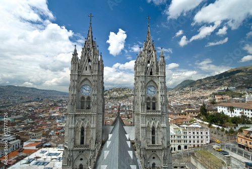The Roof and the towers of La Basilica del Voto Nacional (1883) Quito, Ecuador, South America 