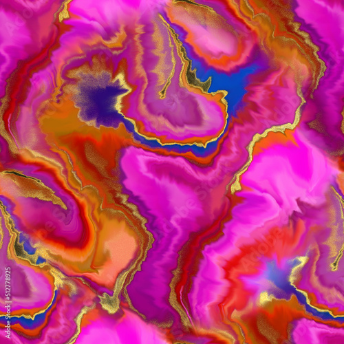 Seamless pattern with liquid and fluid marble texture, art painting in alcohol ink . Colourful, mix colors, abstract background. Suitable for clothes, textile, wallpaper and other printed materials.