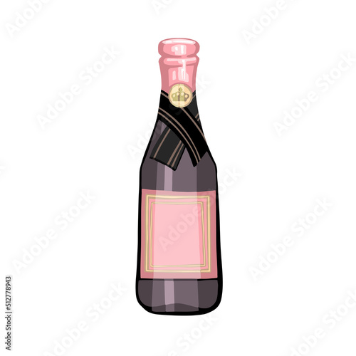 Bottle of champagne, sparkling wine illustration vector. Vector illustration