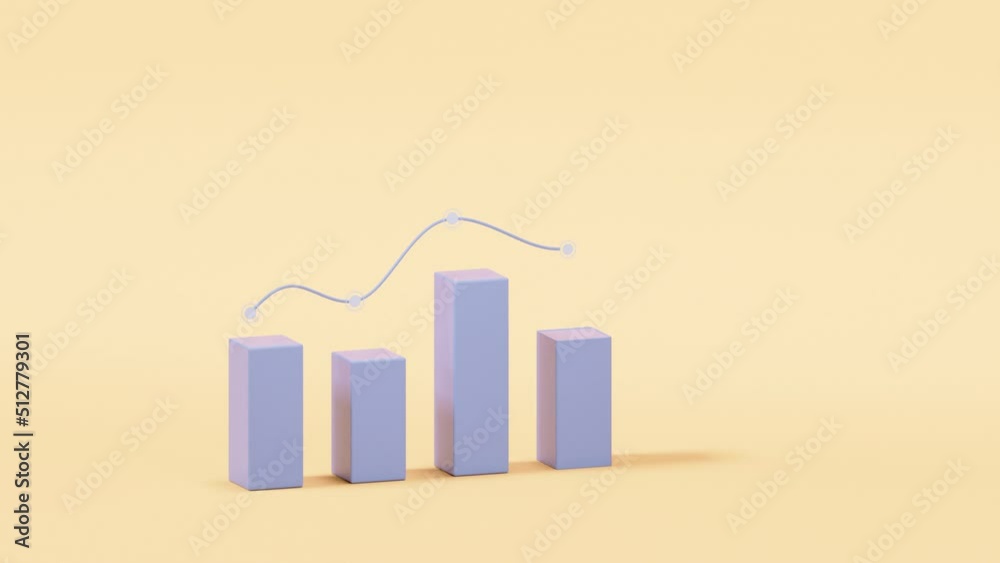 Bar graph with growth trend, 3d rendering. Bar graph with growth trend, 3d rendering.