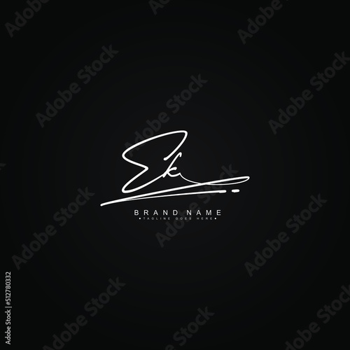 Initial Letter EK Logo - Hand Drawn Signature Style Logo